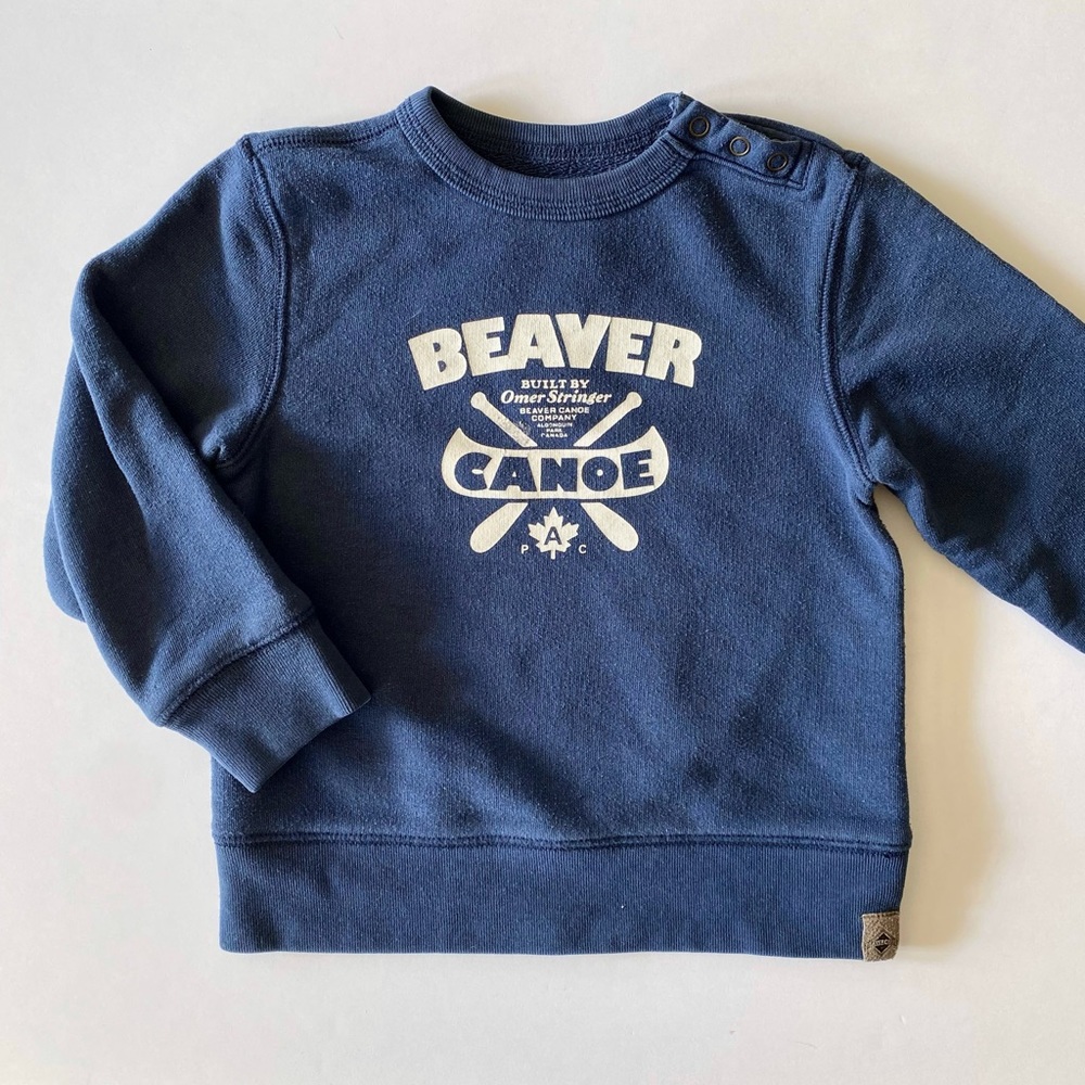 BEAVER CANOE 3T Dark Blue Toddler Graphic Long Sleeve Sweatshirt Snap Neckline